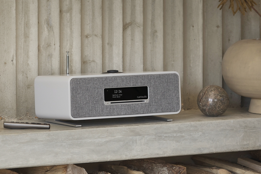 Ruark R3S in Soft Grey lacquer with lead grey fabric grille finish